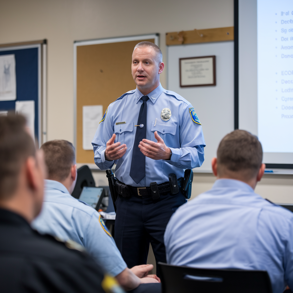 an officer teaching a class