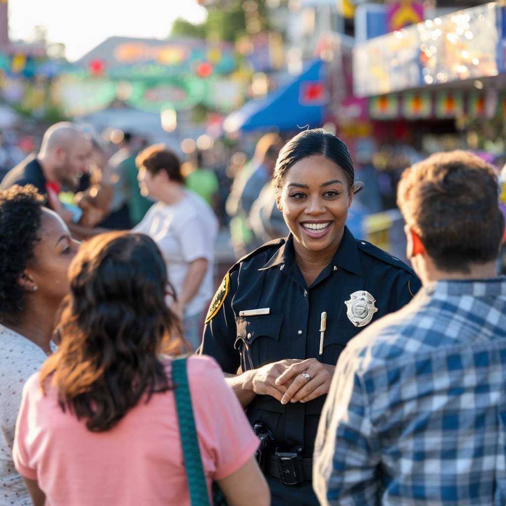 police officer engages with her community